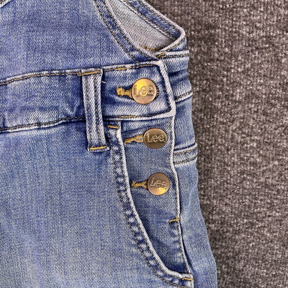 Lee Overalls Womens Small Blue Medium Wash Farm Chore Boho Bib Shortalls Pockets - Picture 13 of 16
